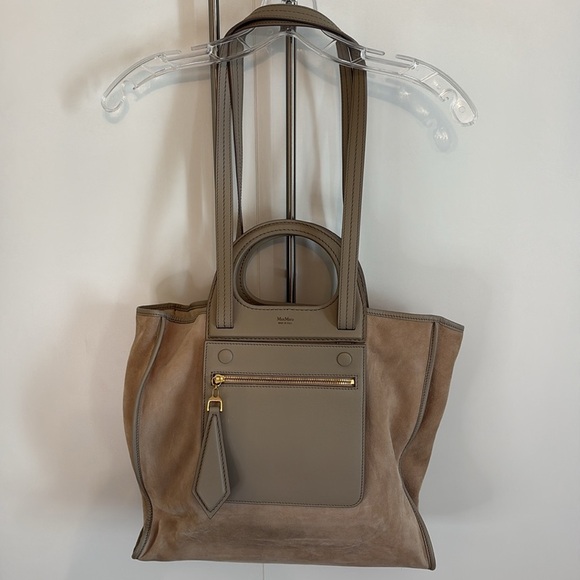 MaxMara Jito Shopper in Taupe Leather and Suede. Max Mara - Picture 3 of 10